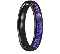 Grewod Anillo de Matrimonio de Tungsteno para Mujer y Hombre, Diseño de Cúpula Diseño de Cielo Estrellado Negro 4mm Anillo Matrimonio Talla 14