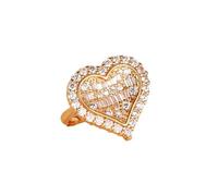 Grewod Anillo de Matrimonio Oro 18K Mujer Diamante Laboratorio Blanco Redondo Corazón Elegante Anillos Talla 7