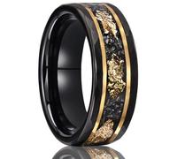 Grewod Anillo de Tungsteno para Hombre, Geometrica Negro 8mm Anillos Joyeria Matrimonio Compromiso Boda Talla 14