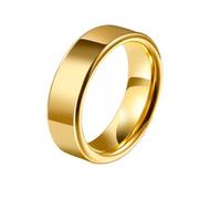 Grewod Anillo Hombre Boda de Tungsteno, Pulido Oro 6mm Anillo Matrimonio Compromiso Aniversario Joyería Talla 22