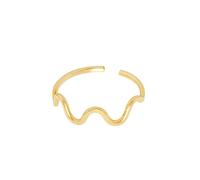 Grewod Anillo Joyeria Mujer Oro 9 Kilates, Ola, Anillo de Bodas Matrimonio Compromiso Tamaño 7