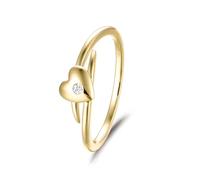 Grewod Anillo Mujer Corazón con Diseño Retorcido y Diamante Talla 18, Oro 18K, Joyería Anillo Matrimonio con Piedra