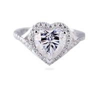 Grewod Anillo Mujer Corazón Infinito con Moissanita de 2ct Talla 27, Oro Blanco 18K, Joyería Anillo para Boda con Piedra
