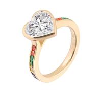 Grewod Anillo Mujer Oro 9K Forma de Corazón con Moissanita Joyas Talla 23, Boda Compromiso Matrimonio con Piedra