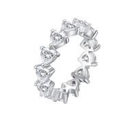 Grewod Anillo Mujer Oro Blanco 14 Kilates, 5.3 MM Moissanita Corazón Blanco, Elegante, Joyería Piedra Anillo de Matrimonio Talla 18