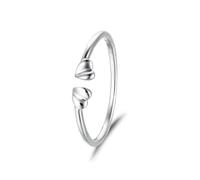 Grewod Anillo Mujer Oro Blanco 18K Corazón Abierto Ajustable Talla 22, Joyería Anillo de Compromiso Boda Matrimonio