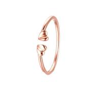 Grewod Anillo Mujer Oro Rosa 18K Corazón Abierto Ajustable Talla 18, Joyas Anillo Matrimonio Compromiso Boda