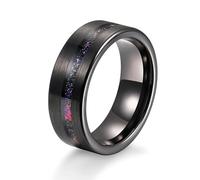 Grewod Anillo Tungsteno para Hombre, Diseño de Cielo Estrellado Negro 8mm Anillo de Matrimonio Joyería Talla 21