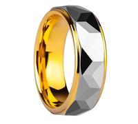 Grewod Anillos Boda de Tungsteno para Hombre, Geometrica Plata Oro Anillos de Fiesta Matrimonio Joyería Tamaño 13
