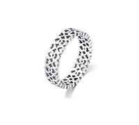 Grewod Anillos Boda Mujer Oro Blanco 9K, Hueco Corazon, Joyería Anillos de Compromiso Matrimonio Tamaño 9