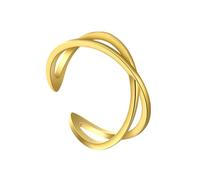 Grewod Anillos Compromiso Mujer Oro 14 Kilates, Anillo Abierto Ajustable CruzJoyería Matrimonio Talla 12