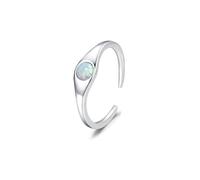 Grewod Anillos de Boda Mujer Oro Blanco 9 Kilates, 5x5 MM Ópalo Redonda Multicolor, Anillo Abierto Ajustable, Joyería Compromiso Tamaño 9