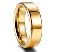 Grewod Anillos de Compromiso Hombre de Tungsteno, Pulido Oro 8mm Anillos de Matrimonio Aniversario Boda Joyería Talla 14