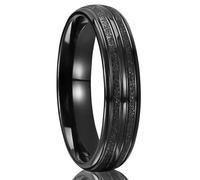 Grewod Anillos de Hombre de Titanio, Ranura Mate Vintage Negro Anillos Matrimonio Compromiso Boda Joyas Talla 30