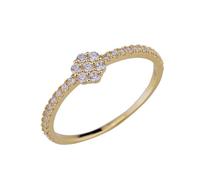 Grewod Anillos de Matrimonio Mujer Oro Amarillo 9 K Diamante Blanco Redondo Flor Anillo de Bodas Tamaño 22