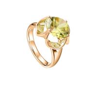 Grewod Anillos de Matrimonio Mujer Oro Amarillo 9 K Peridoto Verde Oliva Redonda Solitario Anillo Tamaño 16