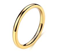 Grewod Anillos de Titanio para Hombre y Mujer, Liso Pulido Oro 2mm Anillos Boda Matrimonio Compromiso Joyería Talla 31