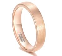 Grewod Anillos de Tungsteno para Mujer y Hombre, cepillado Oro Rosa 5mm Anillo de Compromiso Matrimonio Joyería Talla 14