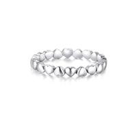 Grewod Anillos Fiesta Mujer Oro Blanco 9K, Corazón, Joyería Anillos Matrimonio Boda Compromiso Tamaño 21
