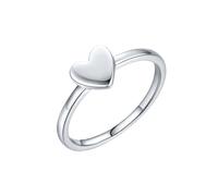 Grewod Anillos Fiesta Mujer Oro Blanco 9K, Corazón, Joyería Anillos para Boda Matrimonio Compromiso Tamaño 22