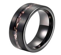 Grewod Anillos Hombre Tungsteno, Diseño de Cielo Estrellado Negro 8mm Anillo de Compromiso Matrimonio Joyería Talla 17