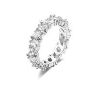 Grewod Anillos Joyeria Mujer Oro Blanco 14 Kilates Moissanita Blanca Marquesa Elegante Anillo de Matrimonio Tamaño 8