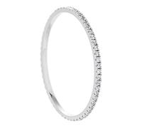 Grewod Anillos Matrimonio Mujer Oro Blanco 9 Kilates Diamante Blanco Redondo Apilable Delicado Anillo Bodas Tamaño 20