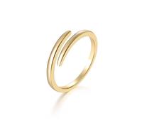 Grewod Anillos Mujer Boda Oro 14K, Anillo Abierto Simple AjustableJoyería Matrimonio Compromiso Tamaño 11