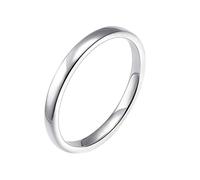 Grewod Anillos Mujer Novia Oro Blanco 14 Kilates, Anillo Delgado de 2 MM, Boda Matrimonio Compromiso Tamaño 7