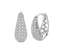 Grewod Pendientes Aros Mujer Oro Blanco 14K Moissanita Blanca Redonda Lujo Joyas Pendientes de Fiesta