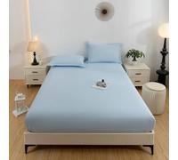 Grewod Sábana Bajera 180 x 220 cm - Bolsillo de 30 cm - Cielo Azul - Poliéster - Sabanas Matrimonio Color Sólido