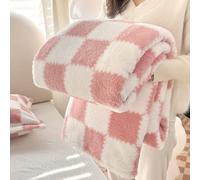 Grexenta Manta de Franela a Cuadros, Suave y Acogedora Manta con Patrón de Cuadrícula a Cuadros para Banco, Sofá, Cama, Lujosa, Cálida y Acogedora para Todas las Estaciones (Rosa, 100cm x 150cm)