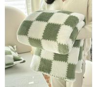 Grexenta Manta de Franela a Cuadros, Suave y Acogedora Manta con Patrón de Cuadrícula en Damero para Banco Sofá Cama Lujosa Cálida y Acogedora para Todas las Estaciones (Verde, 200cm x 230cm)
