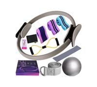 (Grey) 11pcs Pilates Kit Essential Set for Women with Pilates Ring, Ball, Resistance Bands & More for Home Workouts Versatile Resistance Levels
