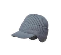 (grey add fleece) Elastic Warm Ear Protection Knitted Hat for Autumn Winter