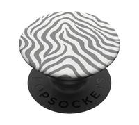 Grey and White Zebra Stripes Pattern Animal Print PopSockets PopGrip Adhesivo