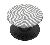Grey and White Zebra Stripes Pattern Animal Print PopSockets PopGrip Adhesivo