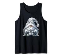Grey GNOME Graphic In Monochrome Outfit Women Cute Christmas Camiseta sin Mangas