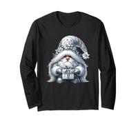 Grey GNOME Graphic In Monochrome Outfit Women Cute Christmas Manga Larga