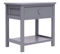Grey Paulownia Wood Nightstand with Drawer 40x29x42 cm, Compact Bedside Table for Small Spaces, Multi-Functional Storage Cabinet for Bedroom, Living Room, Easy Assembly, Durable & Elegant Design