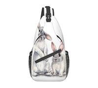 Grey Rabbits Hare Sketch Sling Mochila Chest Crossbody Bag Casual Daypack para Hombres y Mujeres