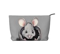 Grey Rat - Bolsa de cosméticos de pana con cierre de cremallera, adecuada para viajes, camping y uso diario