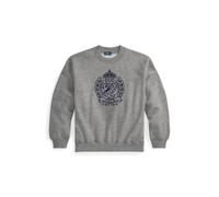 Grey Sudadera de felpa con escudo bordado L