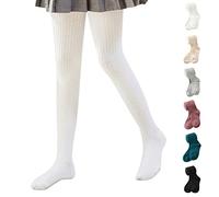 Grey Thermal Tights for Toddler Girls Plain Knit Warm Tights Kids Seamless Footed Cotton School Leggings Baby Girls Soft Thick Ballet Dance Tight Opaque Pantyhose