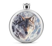 Grey Wolf in The Snowy Flask - Botella de vino portátil de acero inoxidable para licor