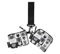 Grey Wolves - Bonitos organizadores de dinero para mujer, protector de tarjeta de identidad desmontable con bolsillo con cremallera para mujer, 2 paquetes para tarjetas