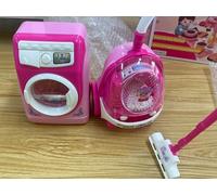 Greyghost Toddler Cleaning Set with Toy Washing Machine & Vacuum Playset, Kids Washer and Dryer Pretend Play Sets, Mini Laundry Iron Toys for Labubu Dollhouse Furniture, Girls Birthday Gifts