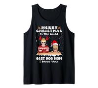 Greyhound Christmas To The World Best Dog Mom Funny Xmas Camiseta sin Mangas