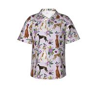 Greyhound Dog Camisa Hawaiana Casual de Manga Corta de Verano Tropical Playa Camisas