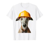Greyhound Dog - Casco Duro Amarillo para Trabajadores de la construcción Camiseta gráfica económica, Hombre, Blanco, M